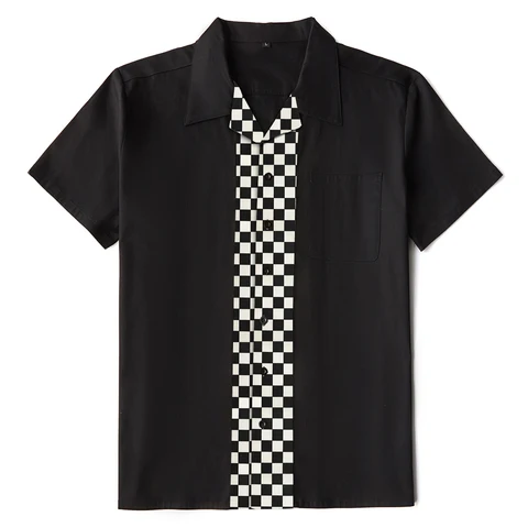 Рубашка Candow Look Online мужская с принтом музыки, саржевая блузка с короткими рукавами, на пуговицах, боулинг, 1950-х годов