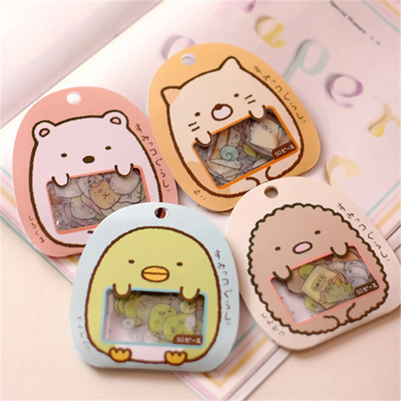 

50 Pcs/lot(1 Bag) Diy Cute Cartoon Kawaii Pvc Stickers Lovely Cat Bear Sticker for Diary Decoration Kawaii Stationery