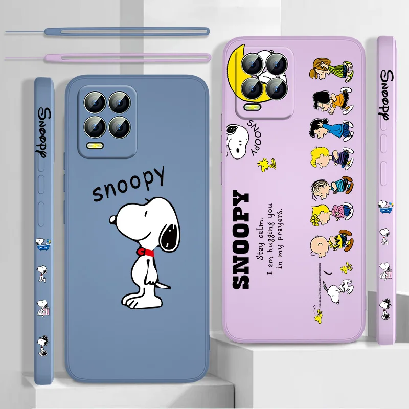 

Anime Snoopy Cute Case For Realme Q3S GT S7 ST S2 C25Y C21Y C11 C17 Narzo 50A 50i 30 Liquid Left Rope Phone Cover