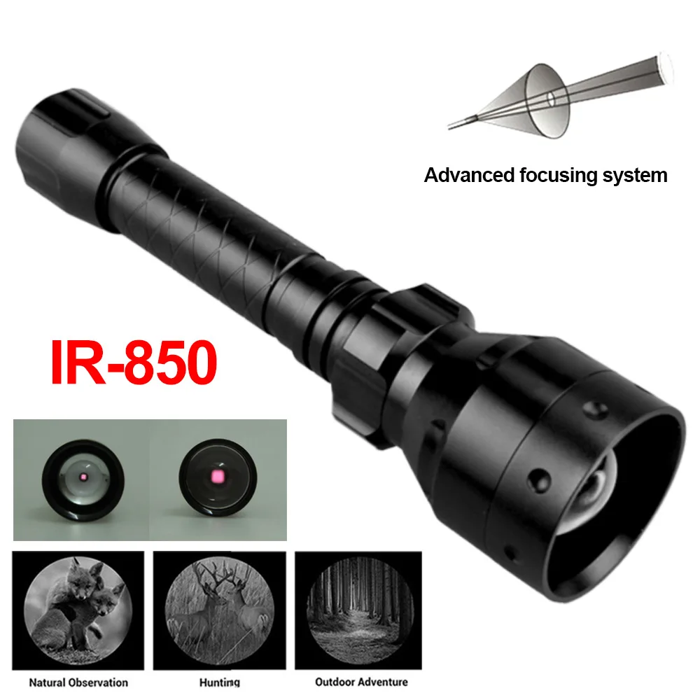 

SecurityIng IR 850nm 940nm Flashlight T50 Waterproof Tactical Infrared Torch Long Range Zoomable Night Vision Hunting Lights