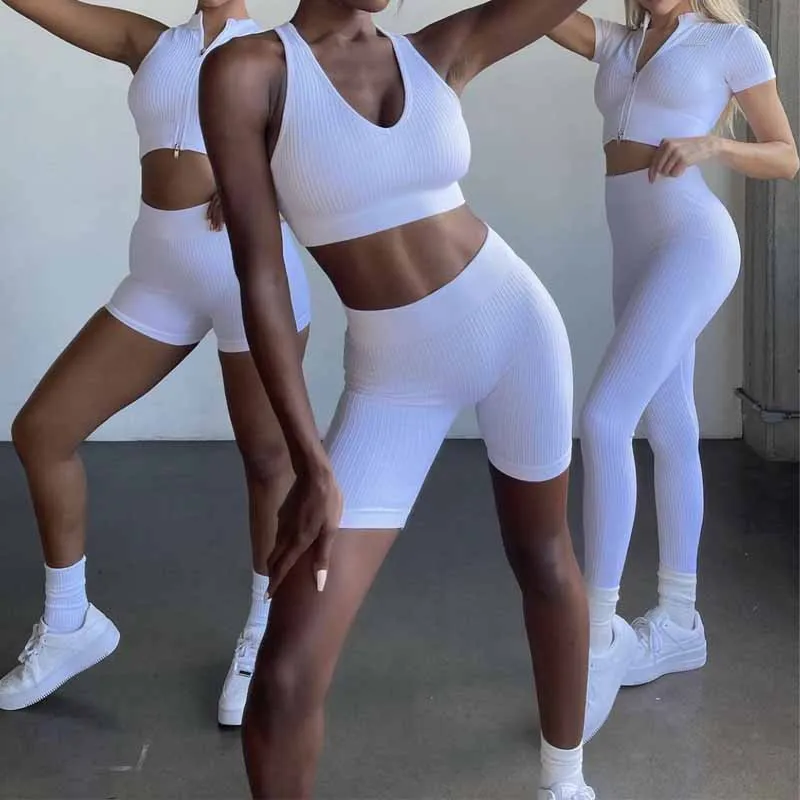 Yoga Suit Women's Sport Leggings Long Sleeve Crop Top Workout Wear Fitness Set Energy Seamless Yoga Set Gym Athletic Clothes