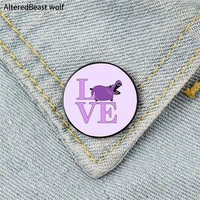 love hippo pattern printed pin custom funny brooches shirt lapel bag cute badge cartoon enamel pins for lover girl friends