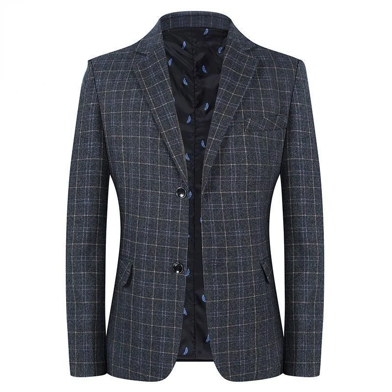 

2022 Men Plaid Casual Blazer Jacket Male Slim Fit Suit Coat Men's Fashion Korea Style Handsome Trend Clothing New Arrival H59