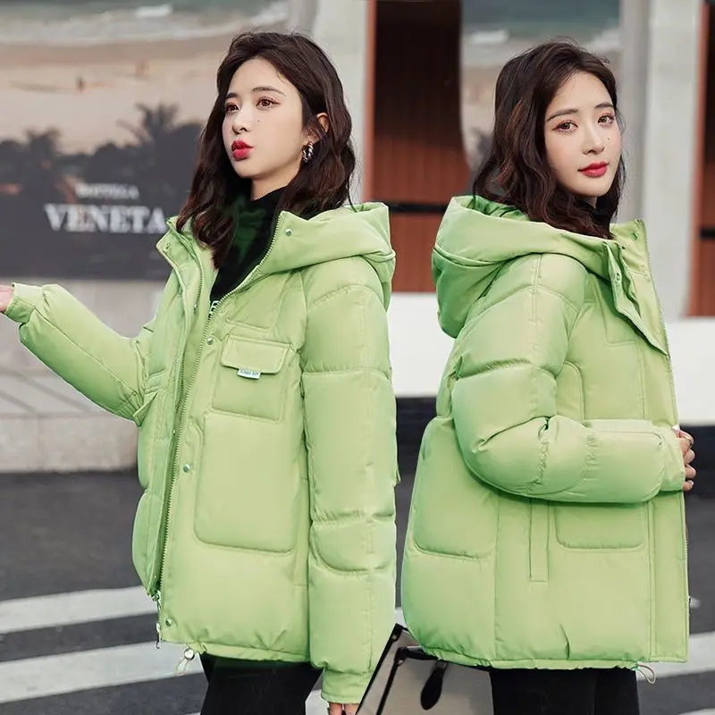 2023 New Women Winter Coat Thickened Warm Cotton Coat Solid Color Down Jacket Loose Casual Jacket