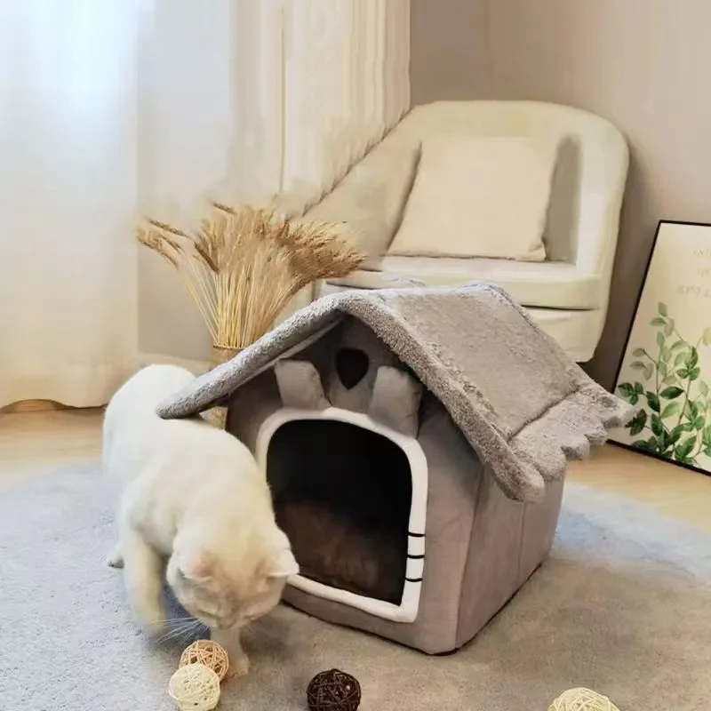 

Cat House Fully Enclosed Winter Warm Dog House Cat Bed Small Dog Removable And Washable Type House Pet Litter Cat Supplies 2022