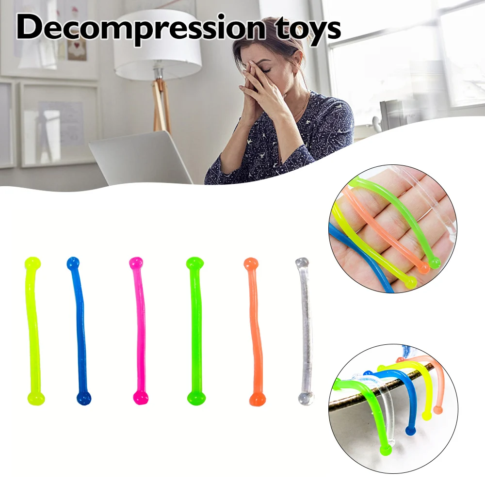 

10 Pcs Fidget Toy Strip Stretching Decompression Finger Party Favors Squeezable Novelty Mini Lalale Stress Toys For Children