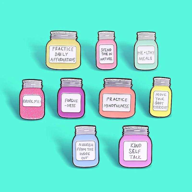 Мультяшные блестящие эмалированные булавки для бутылок НАПИТ МЕНЕ! HE LTHY MEALS сок