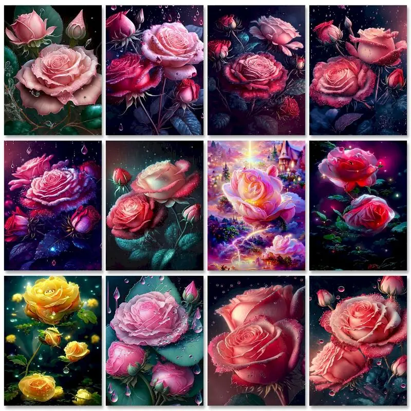 

GATYZTORY Abstract Paint By Numbers Dark Night Rose Diy Pictures By Numbers Flowers Painting Numbers Art Supplies Home Decor