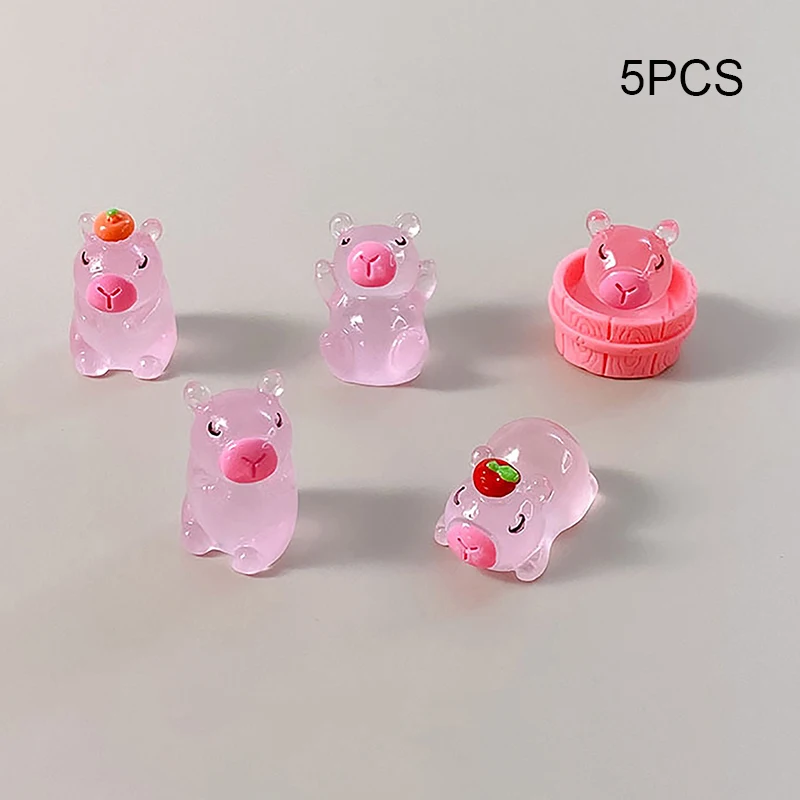 5 шт. декор из смолы мини-светящиеся украшения в виде животных крошечные животные