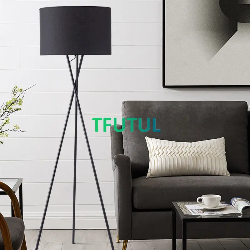 Scandinavian Fabric Led Floor Lamp Living Room Tripod Design Standing Lamps Bedroom Bedside Light Home Decorative Lights