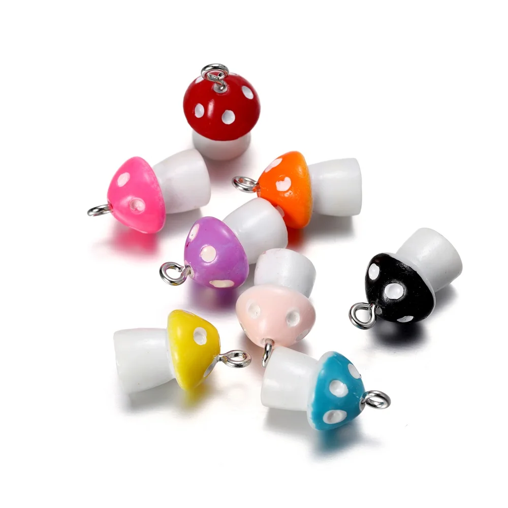 10шт 18x11x11mm Красочные 3D Грибы Шармы Брелок Браслеты Кулон Для DIY Ювелирные изделия Изготовление Результаты Расходные материалы