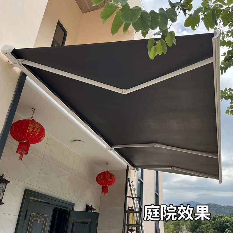 

Electric sunshade telescopic canopy full box automatic folding aluminum alloy outdoor terrace courtyard villa canopy