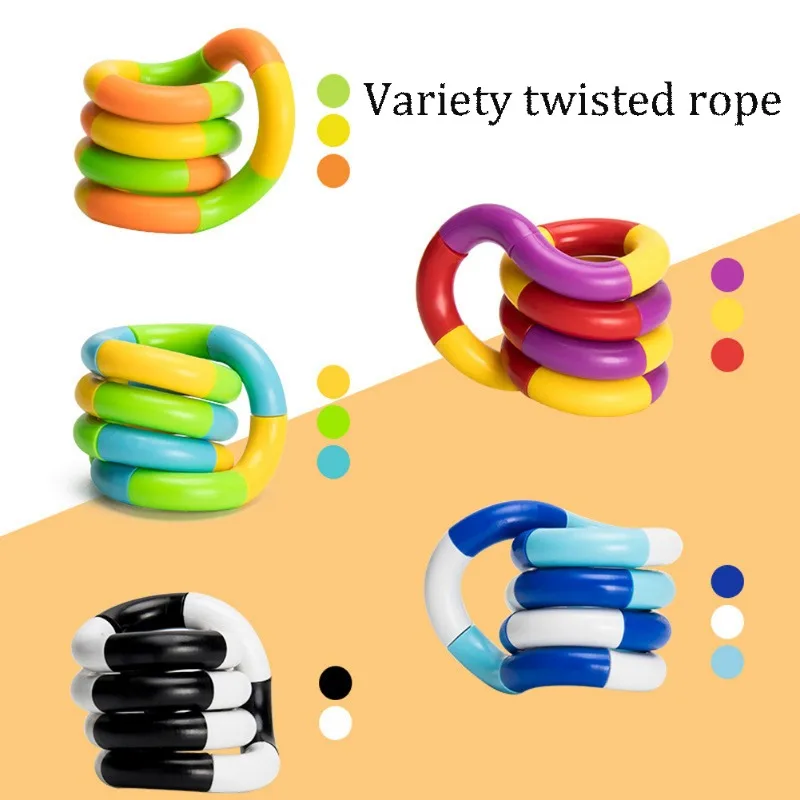 

Twisted Ring Magic Figet Magic Trick Rope Creative DIY Winding Leisure Education Stress Relief for Kid Xmas Toy Random Send