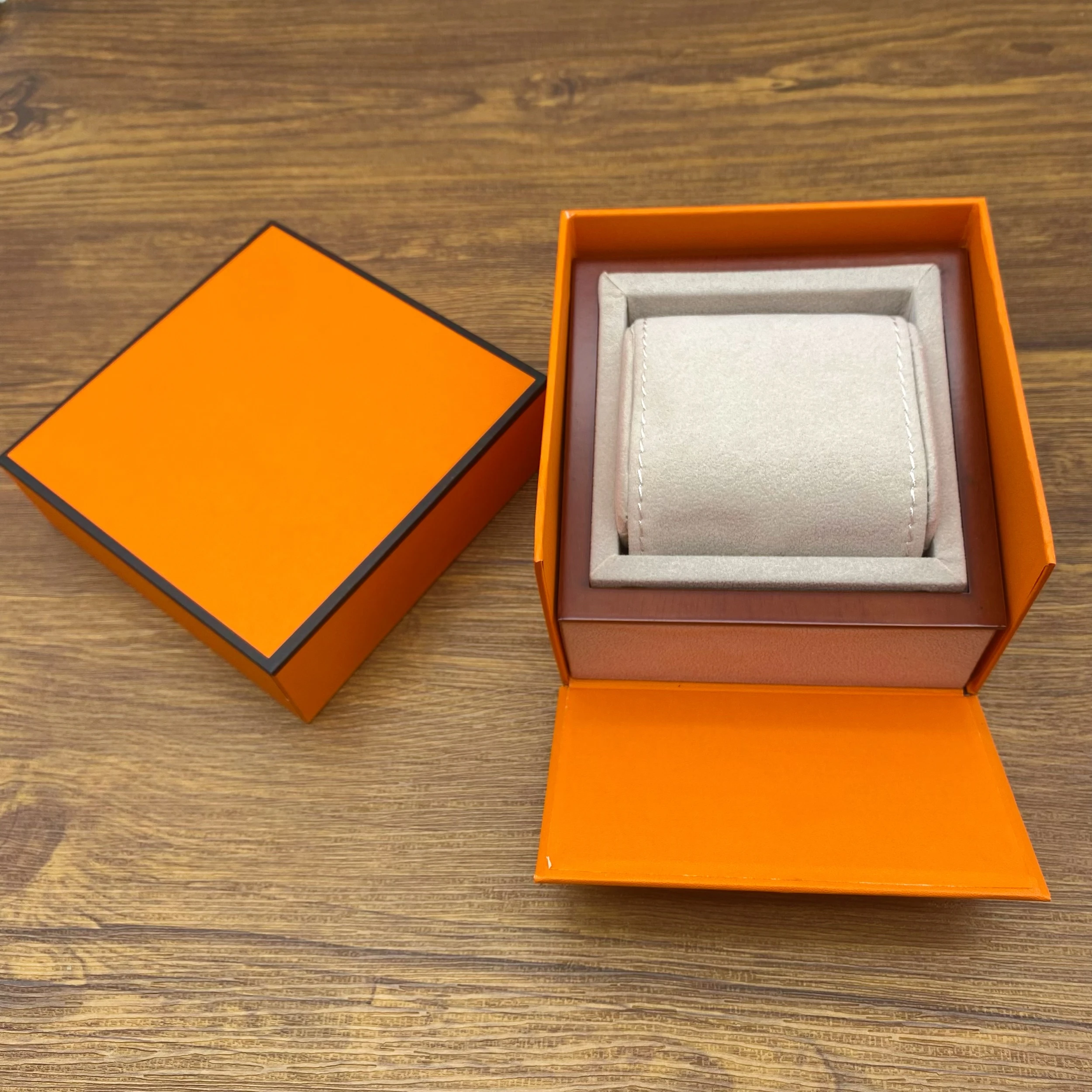 Luxury High Grade HMS Orange Watch Box PU Leather Watch Storage Box  Organizer for Automatic Watch Organizer Logo Customization