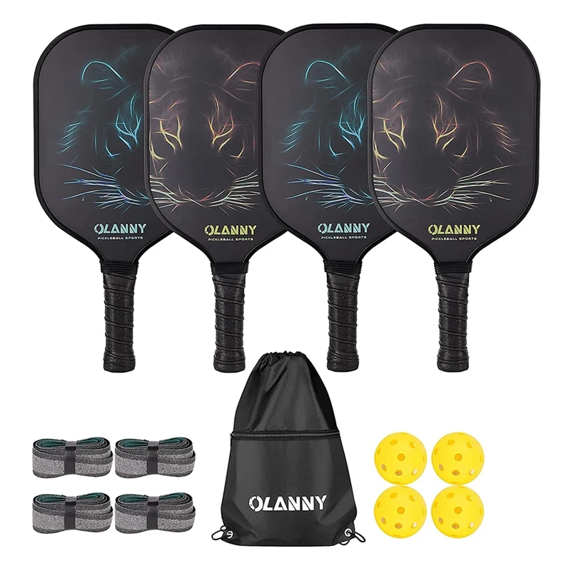 

Graphite Pickleball Paddle 4 Pack - Premium Rackets Fiber Face & Polymer Honeycomb Core Pickleball Lion Head Pickleball