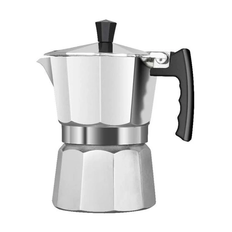 

SEWS-Latte Mocha Coffee Maker Italian Moka Espresso Cafeteira Percolator Pot Stovetop Coffee Maker 150Ml Silver