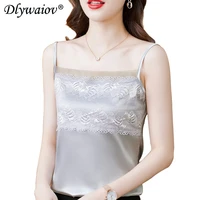 lace satin camisole womens fashion sexy 2022 summer tops female comfortable vests korean ladies tank clothes femme white camis