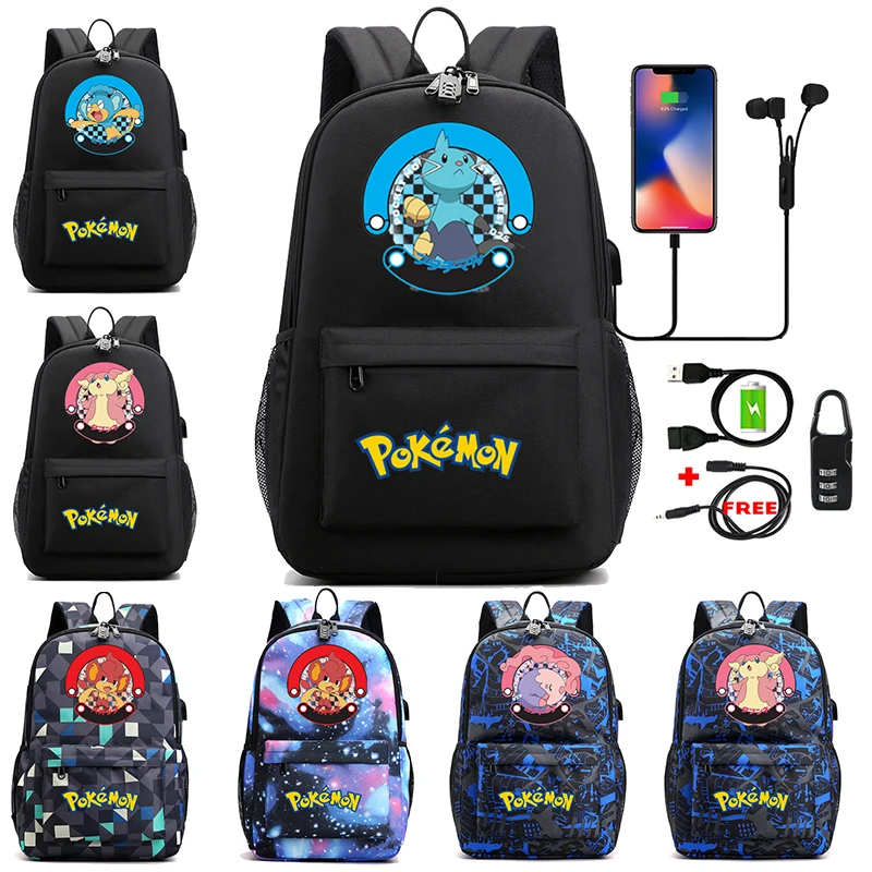 

Рюкзак с покемоном из аниме «Пикачу чармандер», школьный ранец для подростков, большой мультяшный рюкзак для мальчиков и девочек, рюкзаки для школы