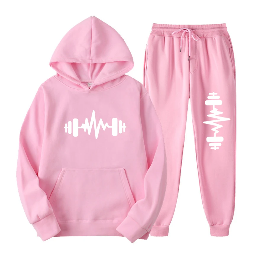

New Fashion Couple Couple Sports Casual Sweater Set Printed Hoodie and Pants Set Men Women Sportswear Jogging Wear