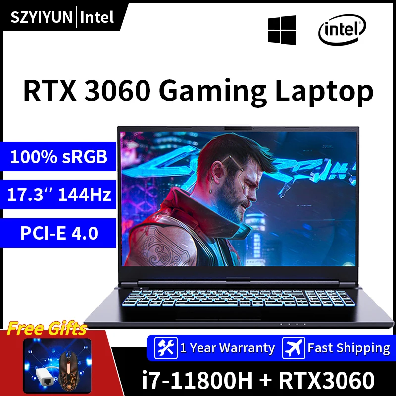 

RTX 3060 17.3'' Gaming Laptop 11th Generation intel Core i7-11800H 144Hz Notebook Computer 10nm Gamer Laptops WiFi 6 Ultrabook