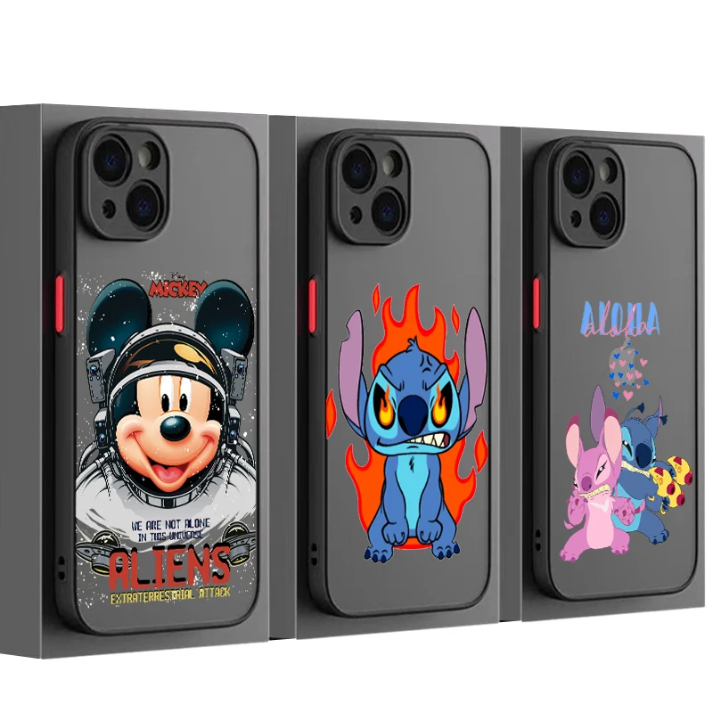 

Interstellar astronaut mickey stitch For Apple iPhone 13 12 11 Mini XS X Pro MAX 8 7 6 Plus Frosted Translucent Funda Phone Case