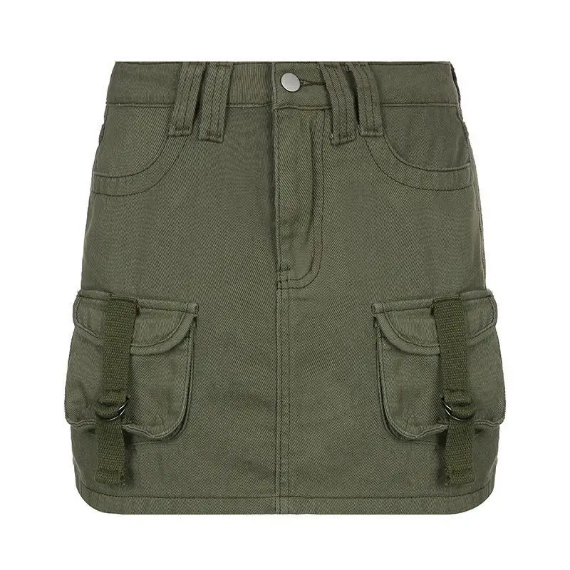 

Fashion Women's Short Skirt 2023 Summer Solid Low Waist Sexy Slim Fit Wrapped Hip Denim Half Skirts S-L
