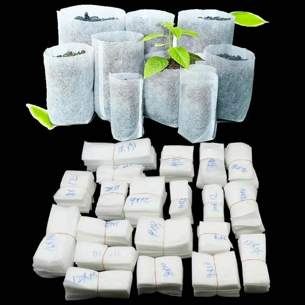 

100Pcs Nursery Bag for Plants Grow Bag Heat Absorption Garden Seedings Bags Non Woven Fabric Transplant Plant Nursery Pouch