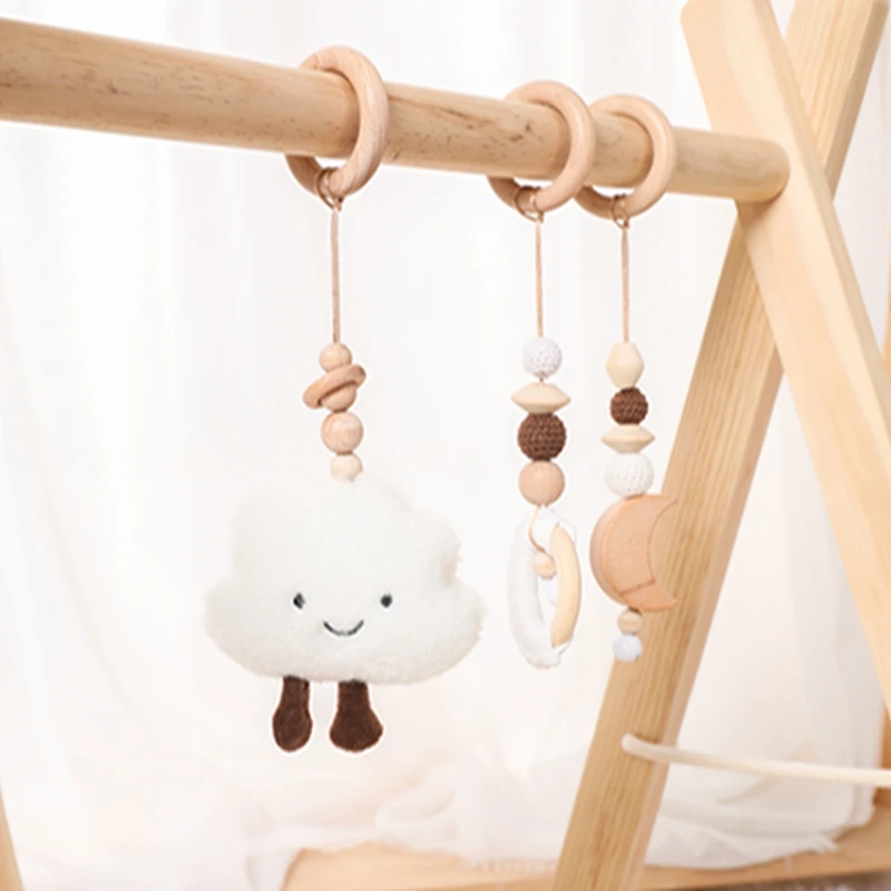 

1Set Nordic Cartoon Baby Wooden Gym Fitness Frame Rack Hanging Pendant Toys Kit Toddler Infant Room Decorations