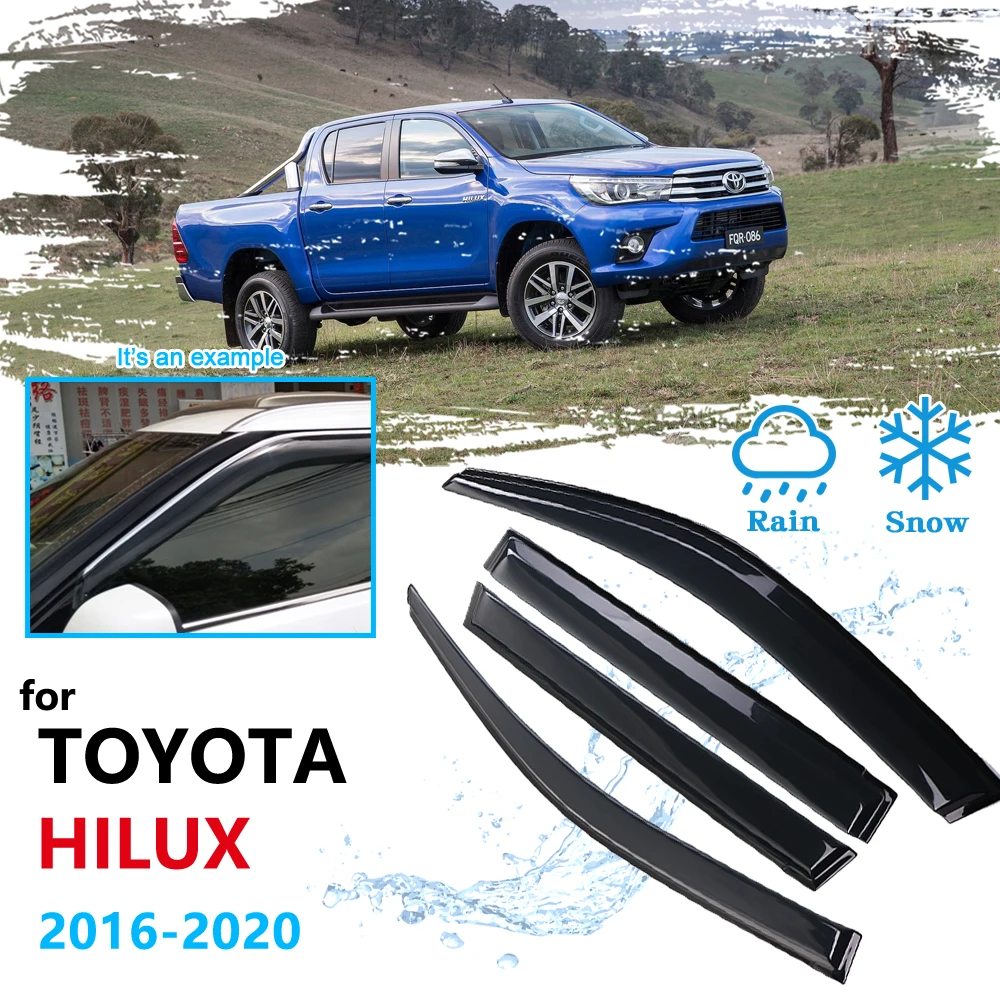 For Toyota Hilux SR5 REVO AN120 AN130 120 130 2016~2020 Car Side Window Visor Deflector Sun Rain Guard SHADE Shed 2019 2018 2017
