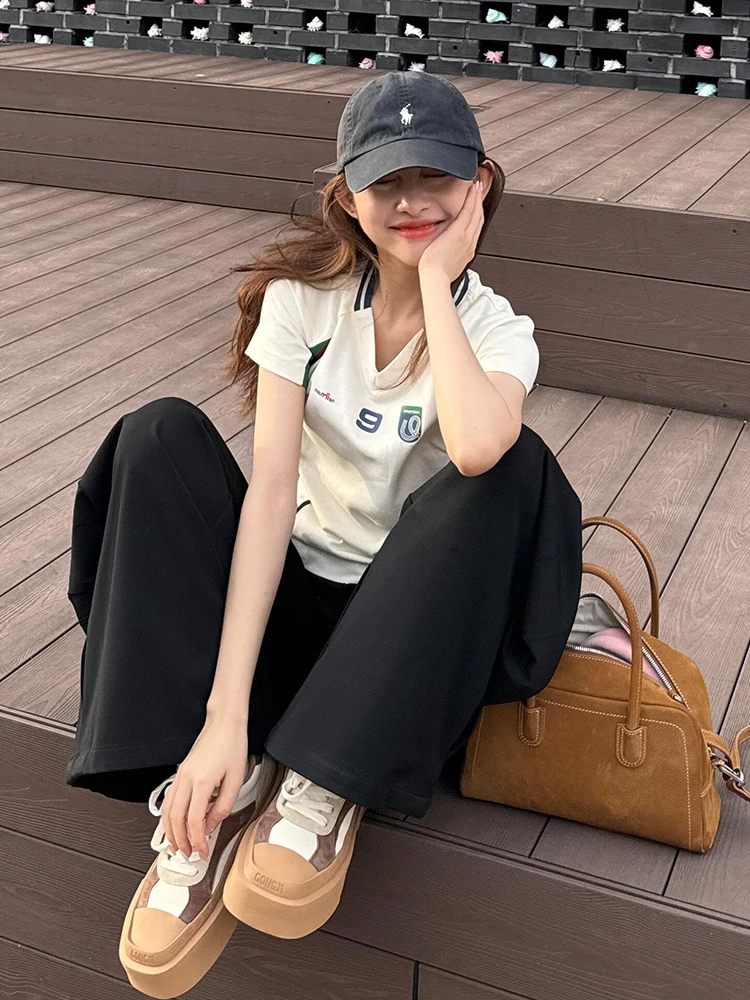 Американская винтажная женская футболка с короткими рукавами летняя