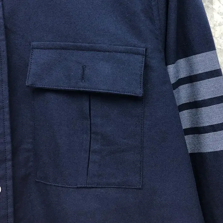Shirts Men Office New Shirts Men Loose Blue Long Sleeve Casual Long Shirt Turn Down Collar Oxford Striped Men's Clothing