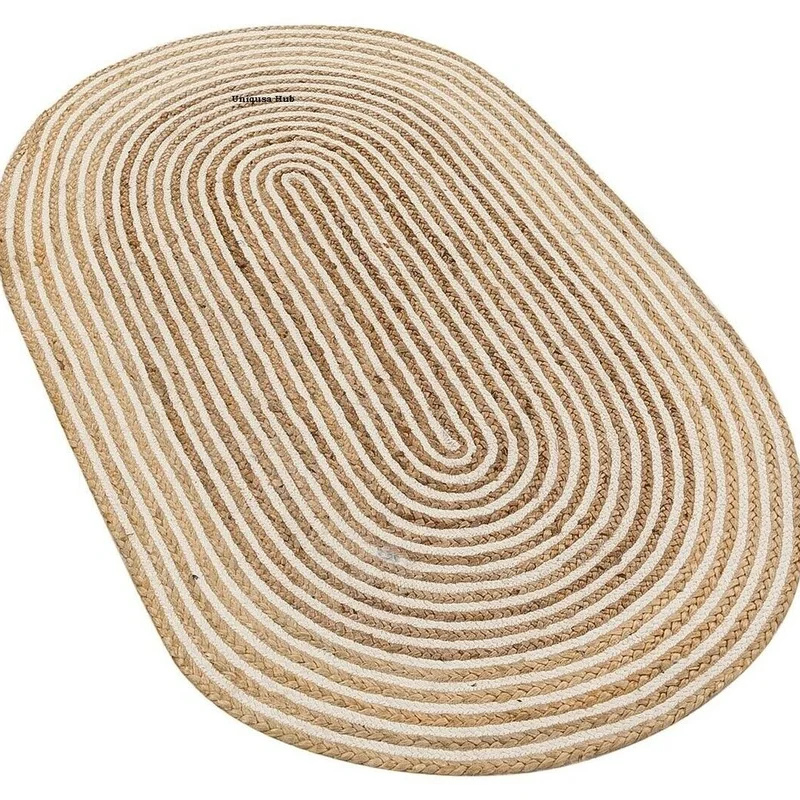 

Rug 100% Natural Jute Handmade Reversible Oval Rug Modern Living Area Carpet Rug Bedroom Decor Bedroom Carpet