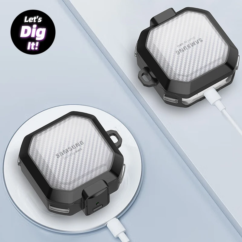 Прозрачный чехол для наушников из углеродного волокна с замком Samsung Galaxy Buds Pro