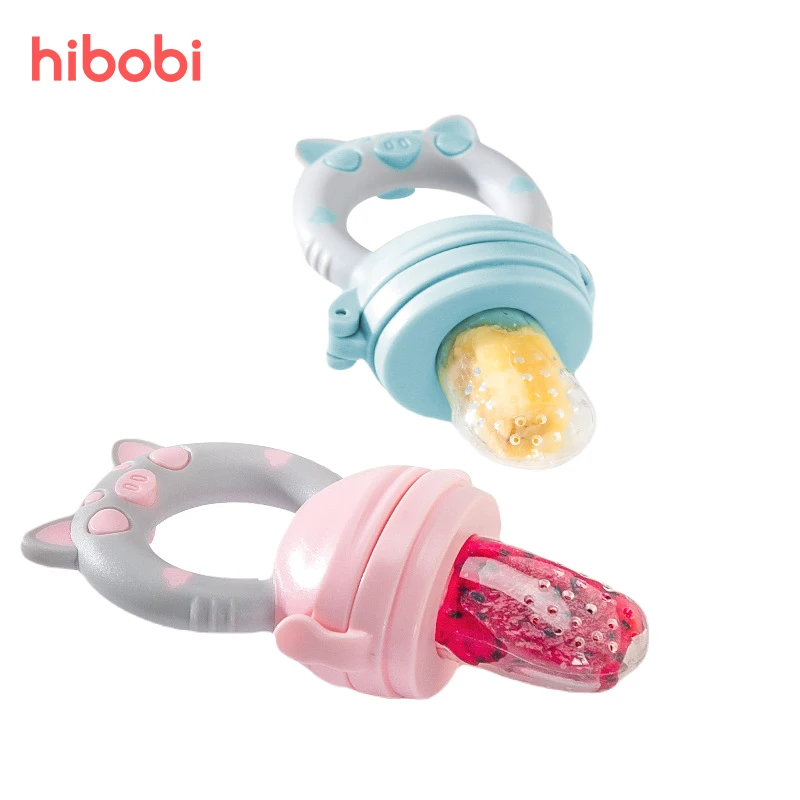 Hibobi-mordedor de silicona para bebé recién nacido, alimentador de alimentos frescos, entrenamiento para comer fruta, palo de molienda, bolsa de comida de cerdo, mordedor de alimentación