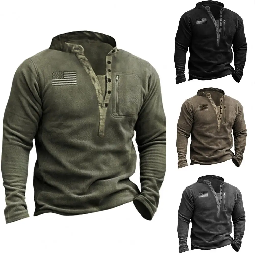 

Men Autumn Top Fleece Soft Warm Print Autumn Sweatshirt Men Sweatshirt for Work
