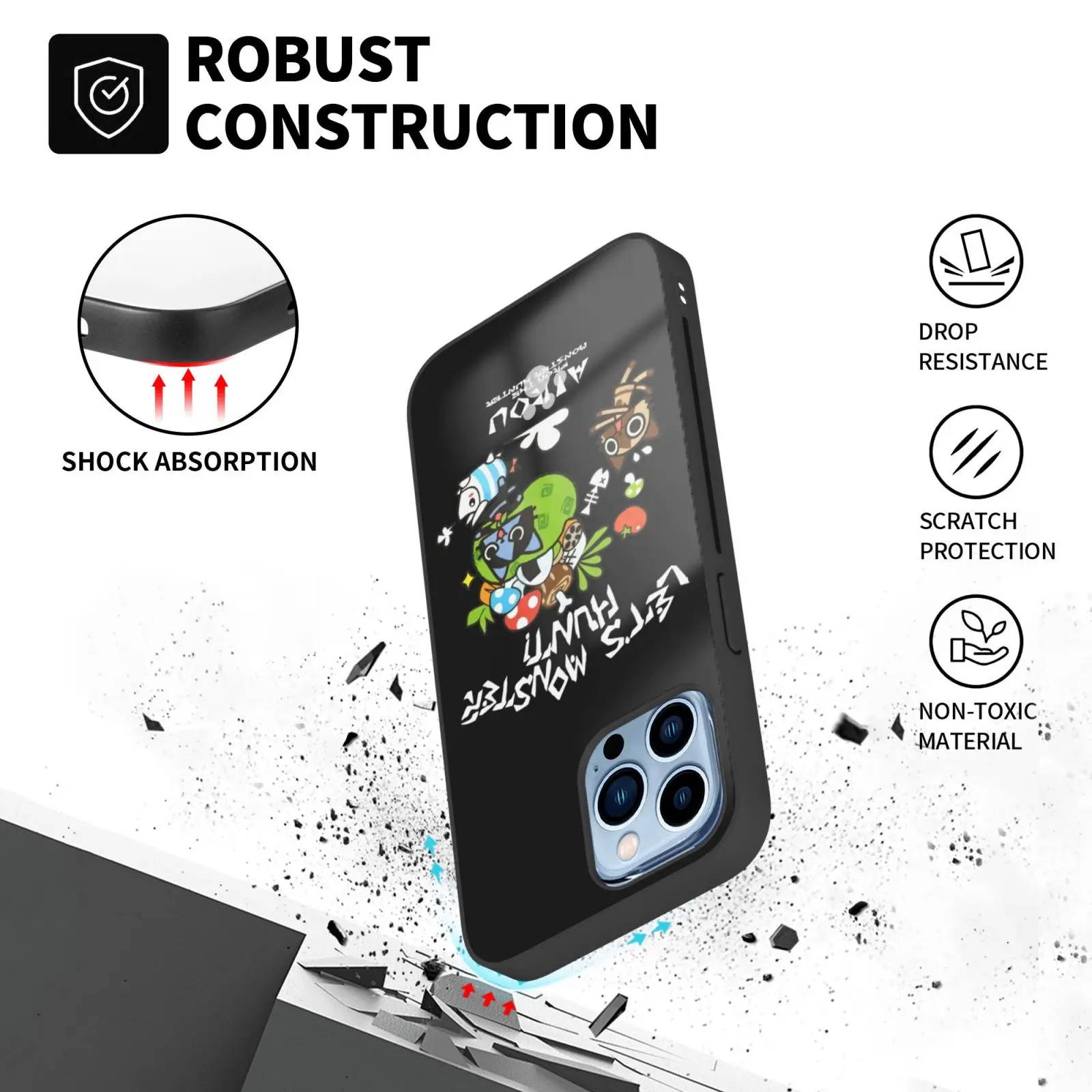 Чехол из закаленного стекла для iPhone 13 12 Mini Pro Max с изображением монстра Хантера Let Monster Hunter Airou (art.: 3920bc775f516) - 3920bc775f516