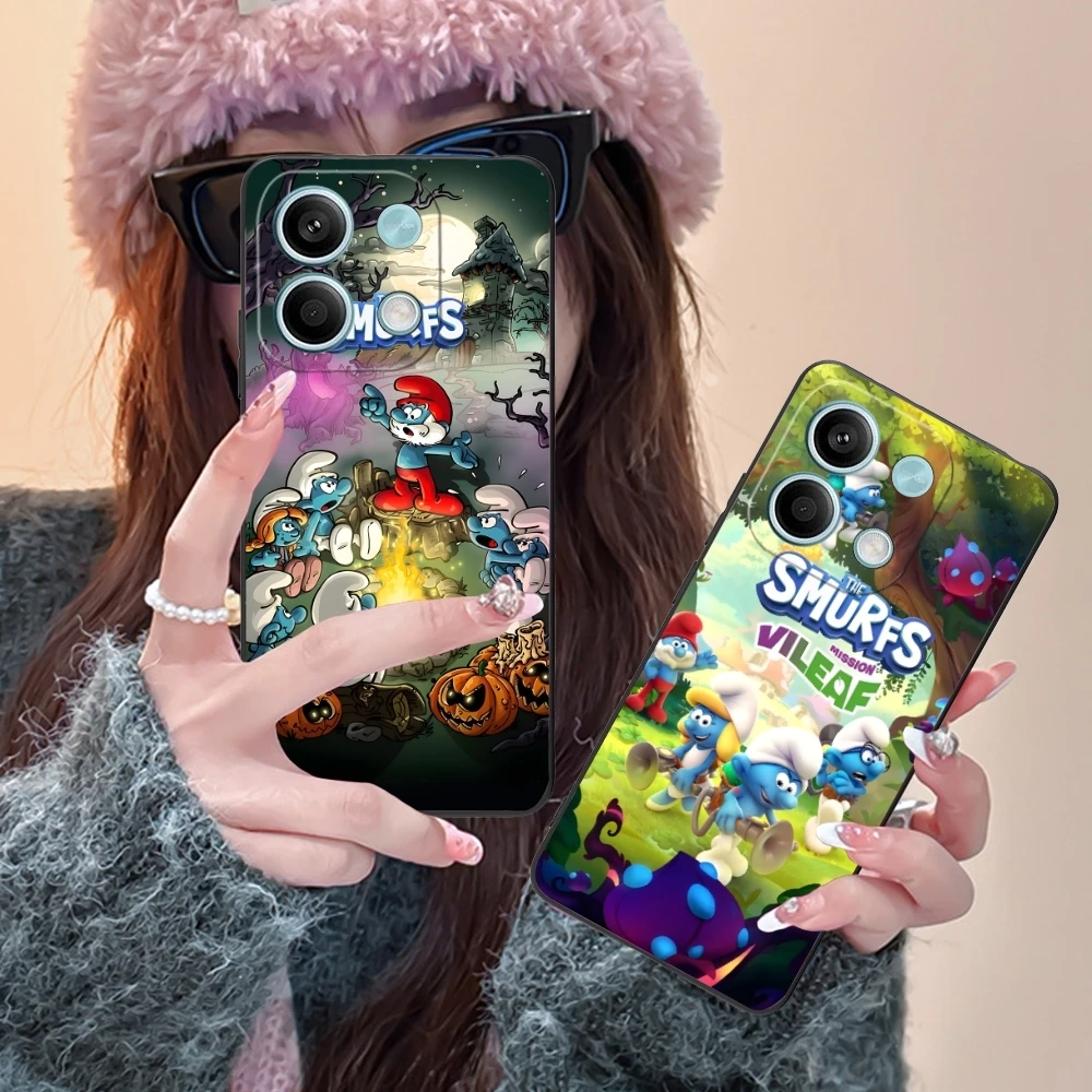 Smurfs Smurfette Smart Mobile Phone Case для Xiaomi POCO M6 M5 M4 M3 X6 X5 X4 X3 F6 F5 F4 F3 F2 C40 Pro GT 5G Черный чехол