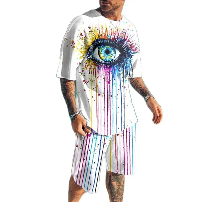 

Цвет глаз 3D печать Homme футболка костюм свободные негабаритные повседневная унисекс уличная одежда Harajuku хип-хоп подростковый топ футболки ш...