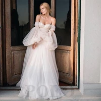 vintage wedding dress puff sleeve v neck exquisite appliques sashes tulle a line sweetheart gown robe de mariee for women