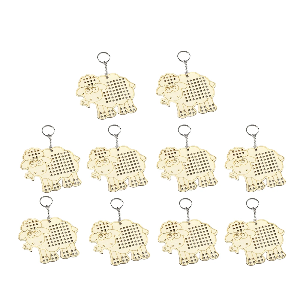 

Pack of 10 Cartoons Wooden Keychain Fluffy Sheep Key Decor Arts and Crafts Ornaments for Backpack Bag Purse Templates