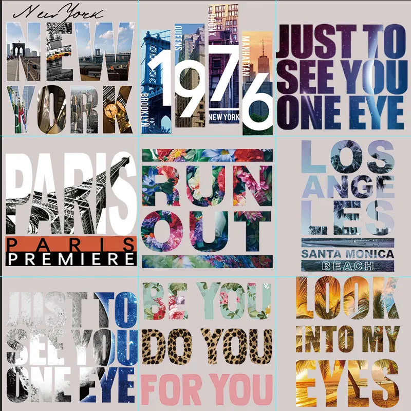 

Минималистские печатные буквы, оптовая продажа, рисунки для одежды и чемодана, горячая стирка, графика для штамповки