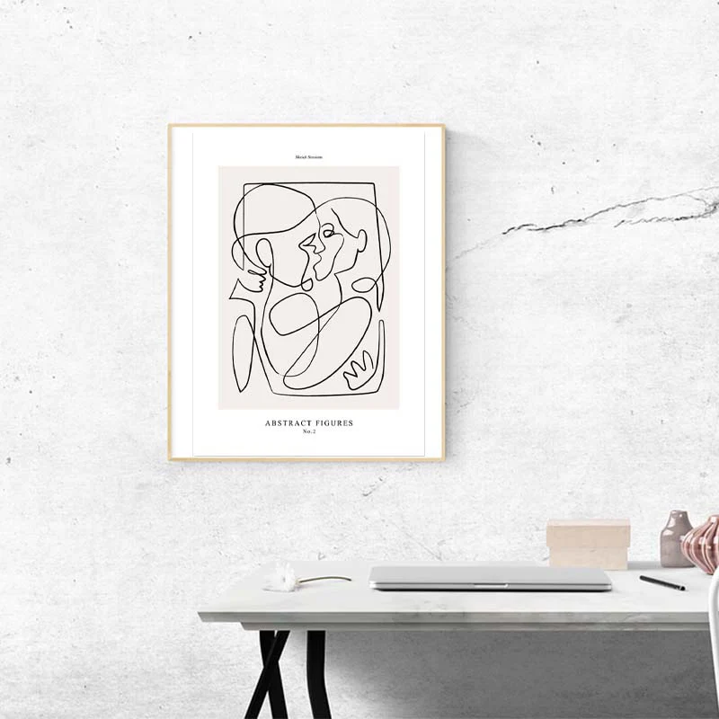 

Scandinavian Abstract Line Poster Canvas Painting Print Women Body Kiss Wall Art Decorative Pictures For Living Room Home Decor