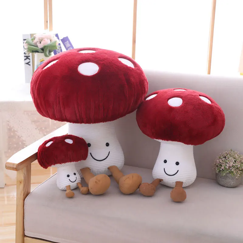 

16/20cm Lovely Mushroom Pillow Stuffed Plush Toys Soft Dolls Office Decoration 3D Vegetables Throw Pillow Gifts Beetle Toy 2022