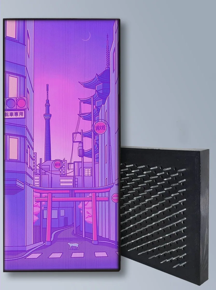 Доска Садху доска с гвоздями для йоги Аниме (пейзаж котик) - 190 / шаг 10мм | Спорт и