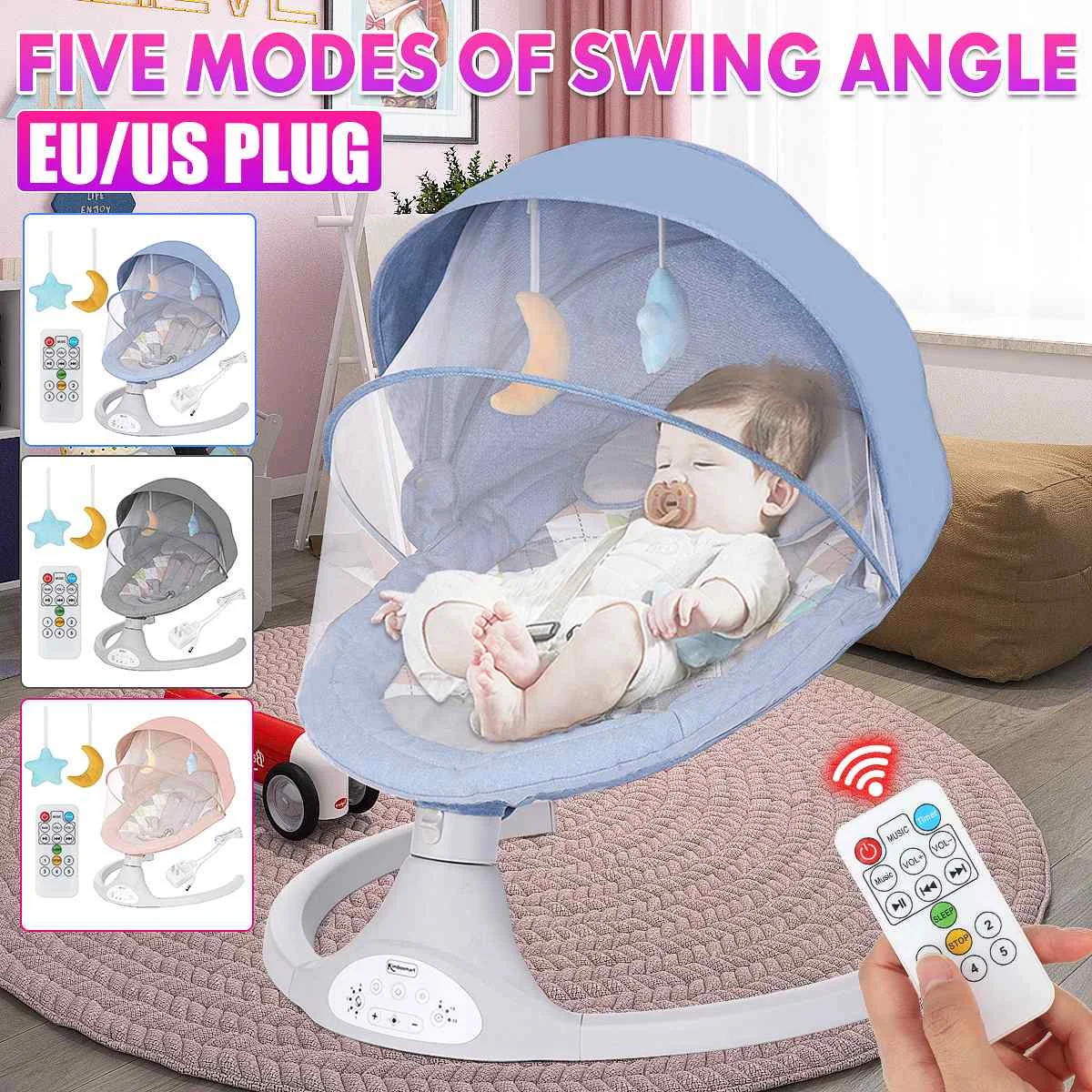 

Baby Rocking Chairs Baby Swing for Children Chaise Longue for Baby Bouncer Baby Cradle with bluetooth Music Remote Control US