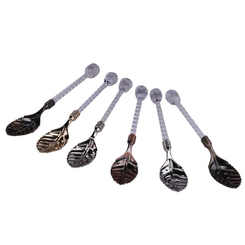 

6 Pcs Vintage Coffee Spoon Dessert Cake Ice Cream Tea Scoop Carved Mini Hot Spoons Home