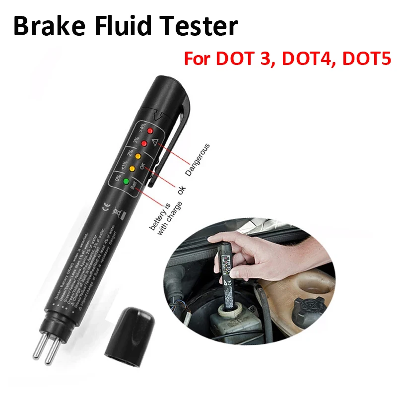 

Тестер автомобильной тормозной жидкости, тестер тормозной жидкости, ручка-тестер с 5 светодиодными индикаторами для электронной ручки, тес...
