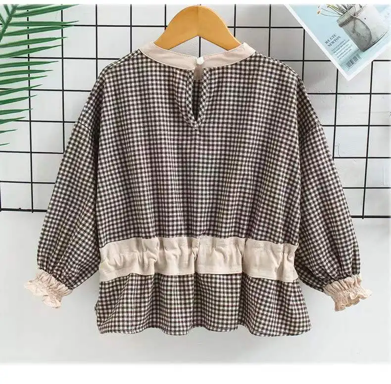 Рубашки для маленьких девочек Новое поступление весенние клетчатые рубашки в