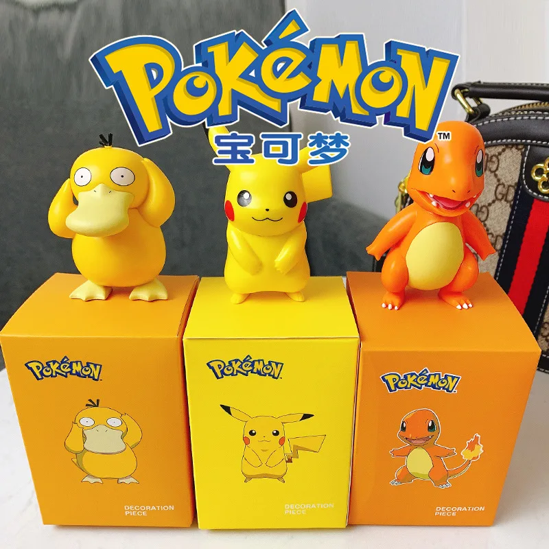 

2022 Genuine Pokemon Animation Peripheral Pikachu Charizard Squirtle Key Chain Pendant Display Ornament Children's Gift