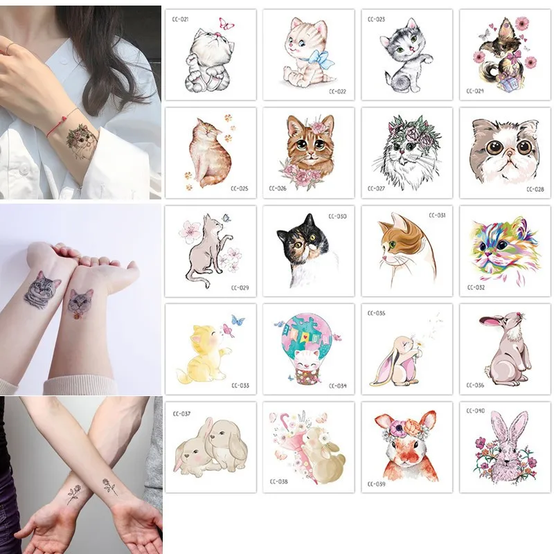 

20 Pcs/bag Cartoon Animals Plants Stickers Temporary Fake Tattoo Sticker Watercolor Arm Face Tattoos Decals for Baby Boys Girls